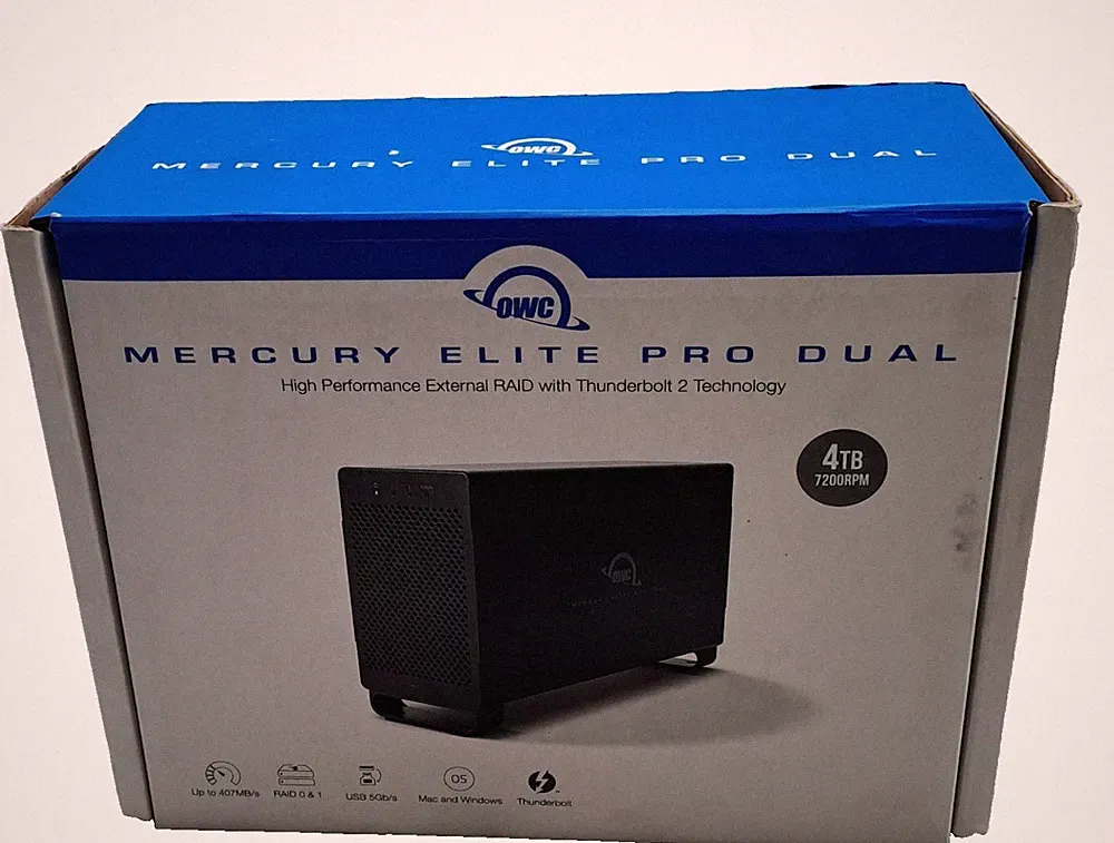 OWC Elite Pro Dual 4TB Thunderbolt/USB 3 external HDD with Power adapter/18hrs