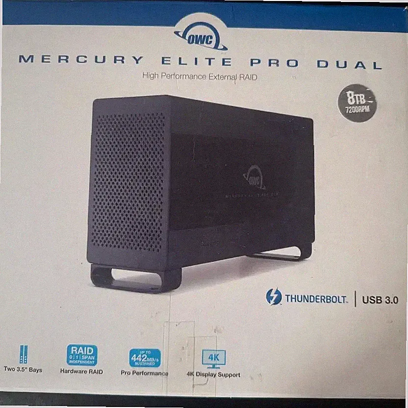 OWC Mercury Elite Pro Dual 8TB External Hard Drive Thunderbolt USB 3.0